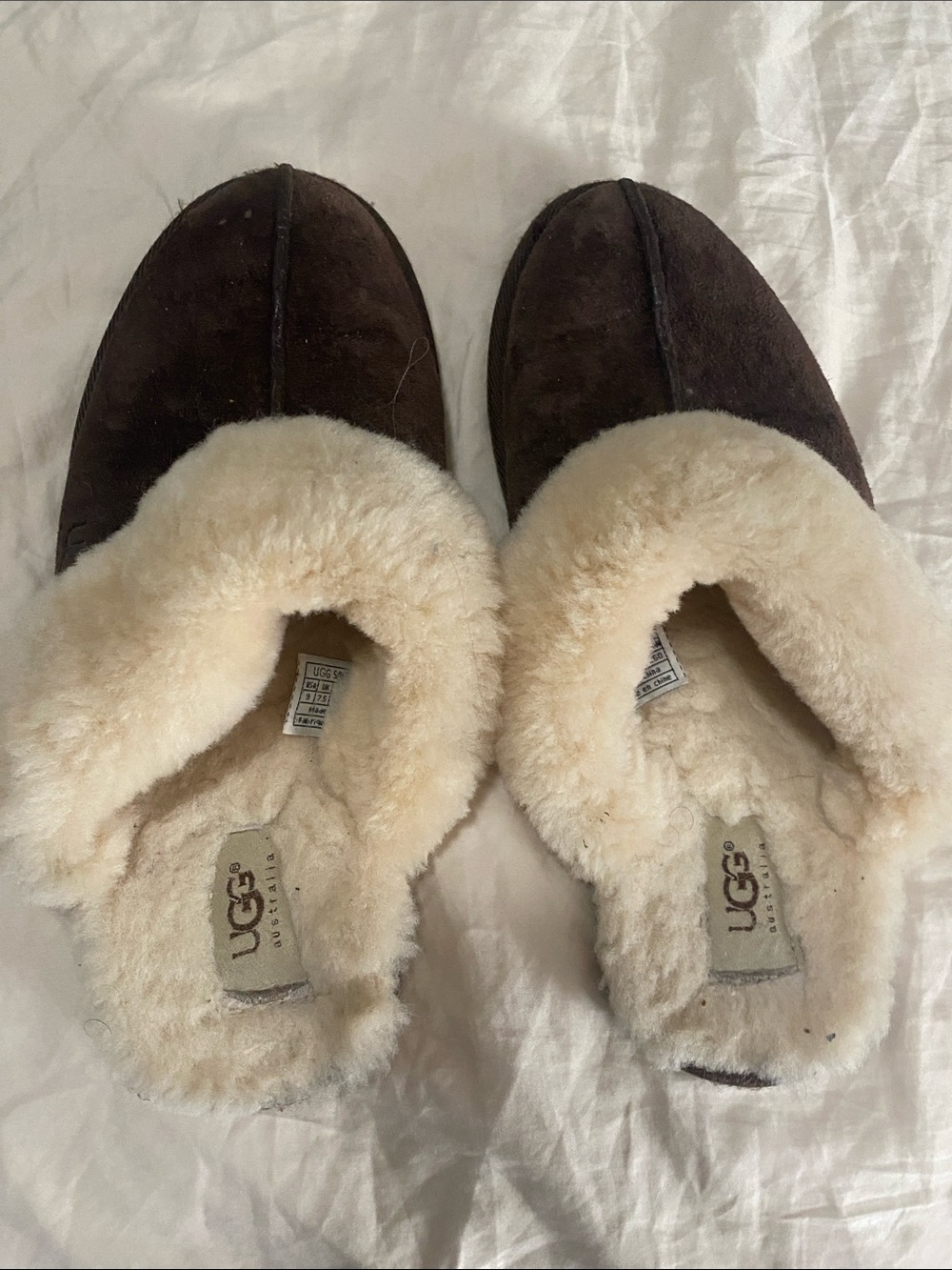 UGG Women's Chocolate Brown Shearling-Lined Slip-Ons